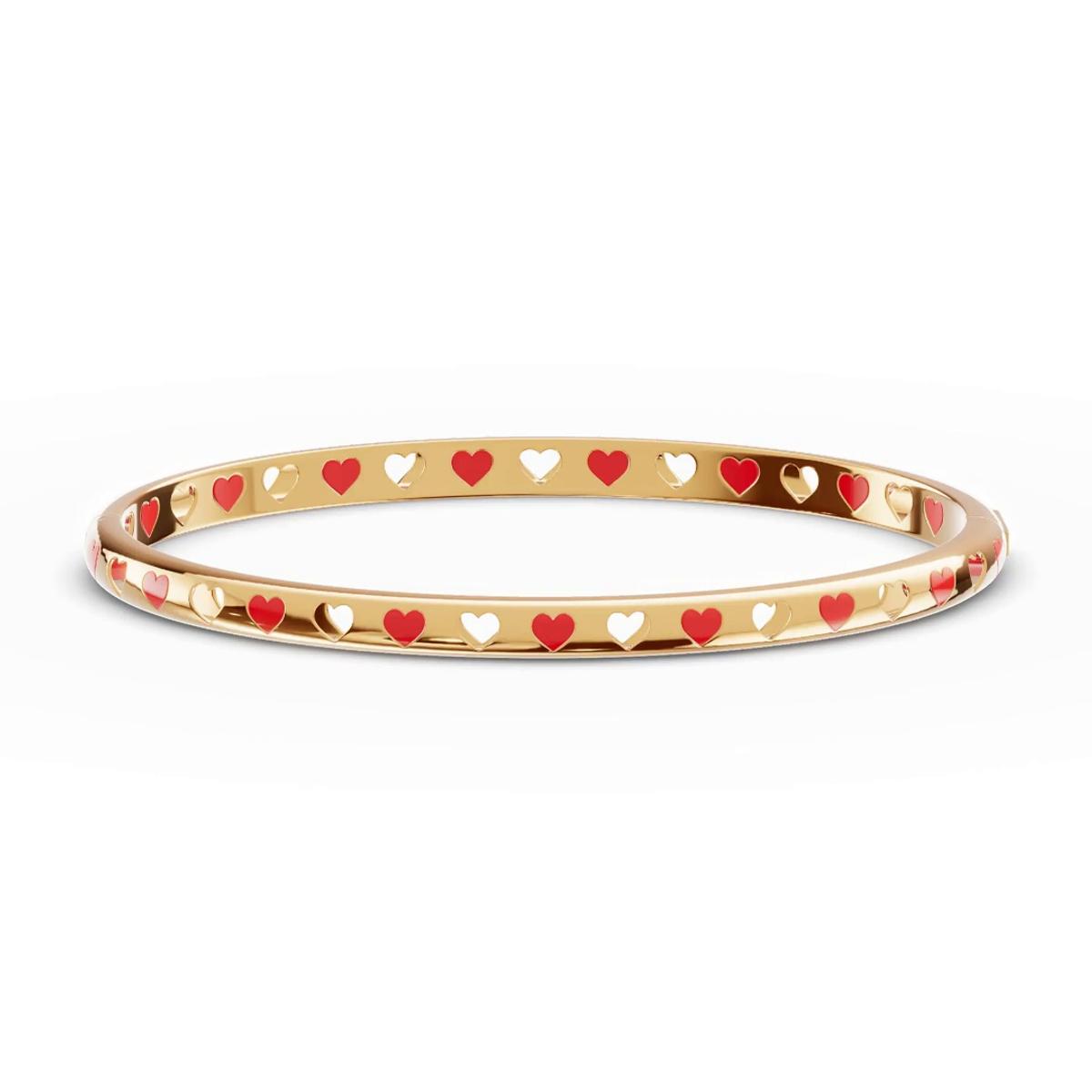 360 degree view of Eternity Red Heart Bangle