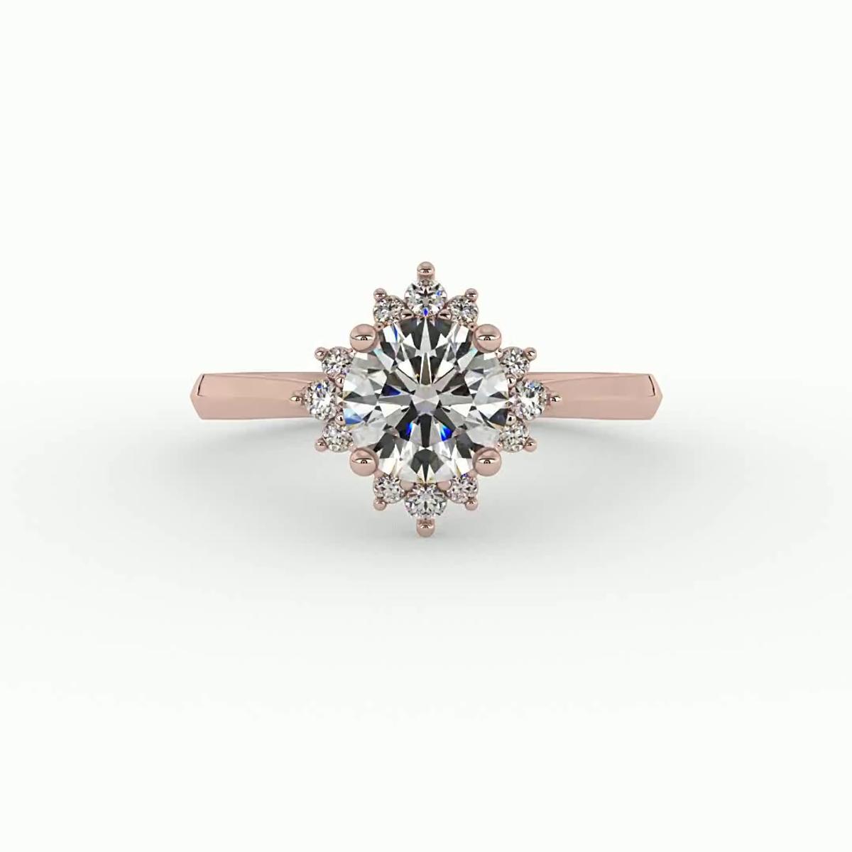 360 degree view of Saylor Burst Halo Engagement Ring