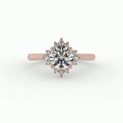 360 degree view of Saylor Burst Halo Engagement Ring