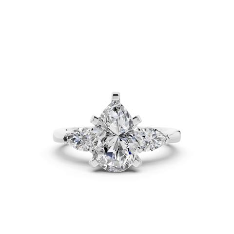 360 degree view of Madison Three-Stone Lab Pear Engagement Ring