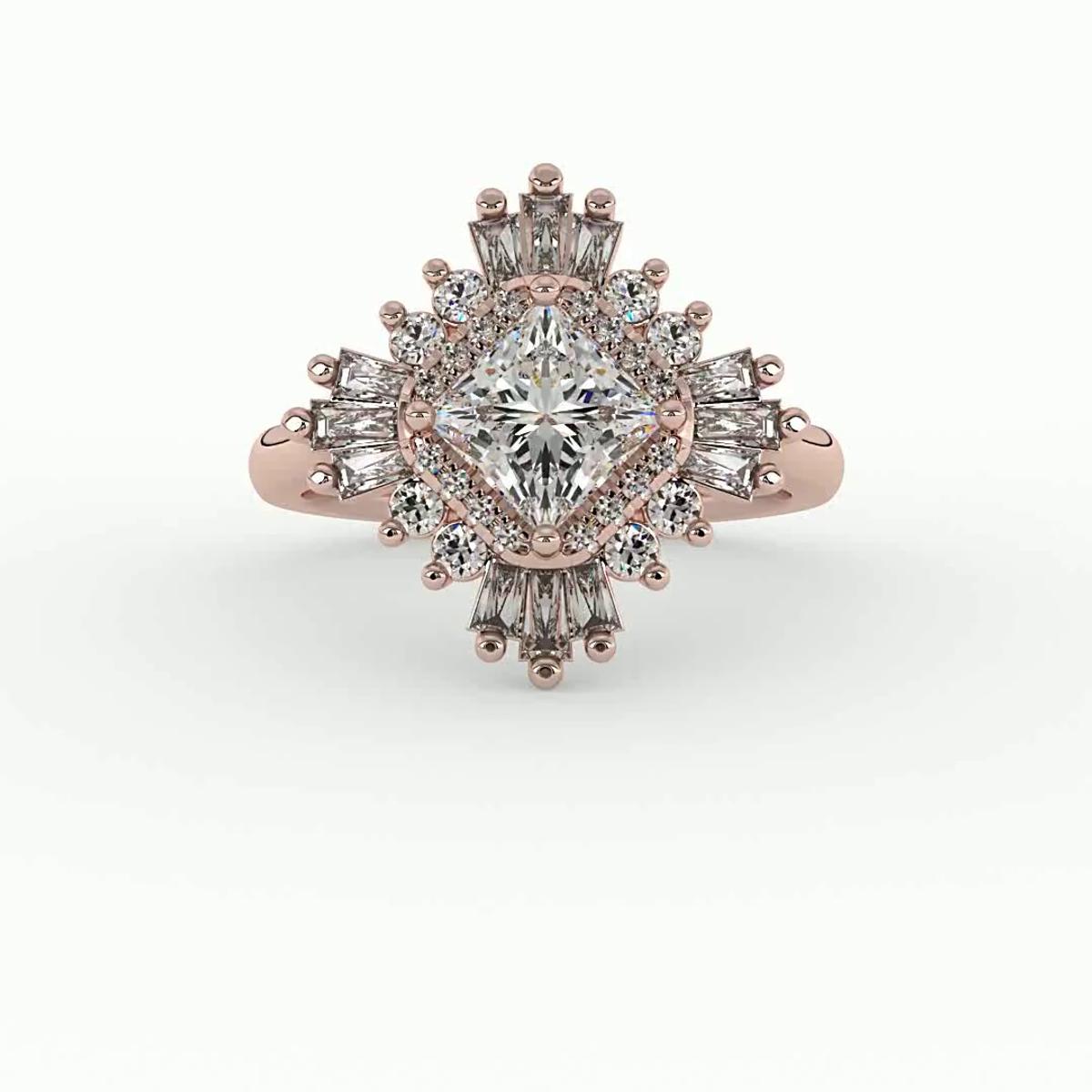 360 degree view of Delaney Ballerina Style Halo Engagement Ring