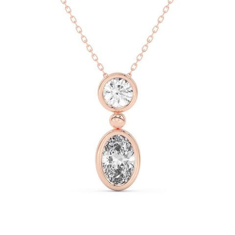 360 degree view of Duo Mixed-Shaped Lab Diamond Bezel Pendant