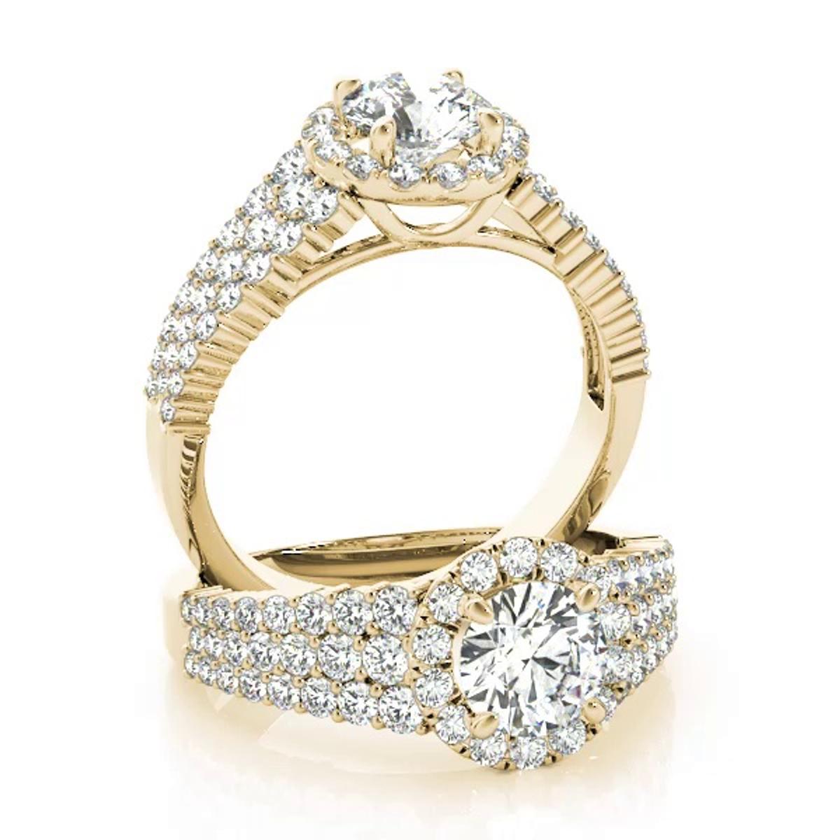 360 degree view of Verona Pavé Diamond Encrusted Halo Engagement Ring