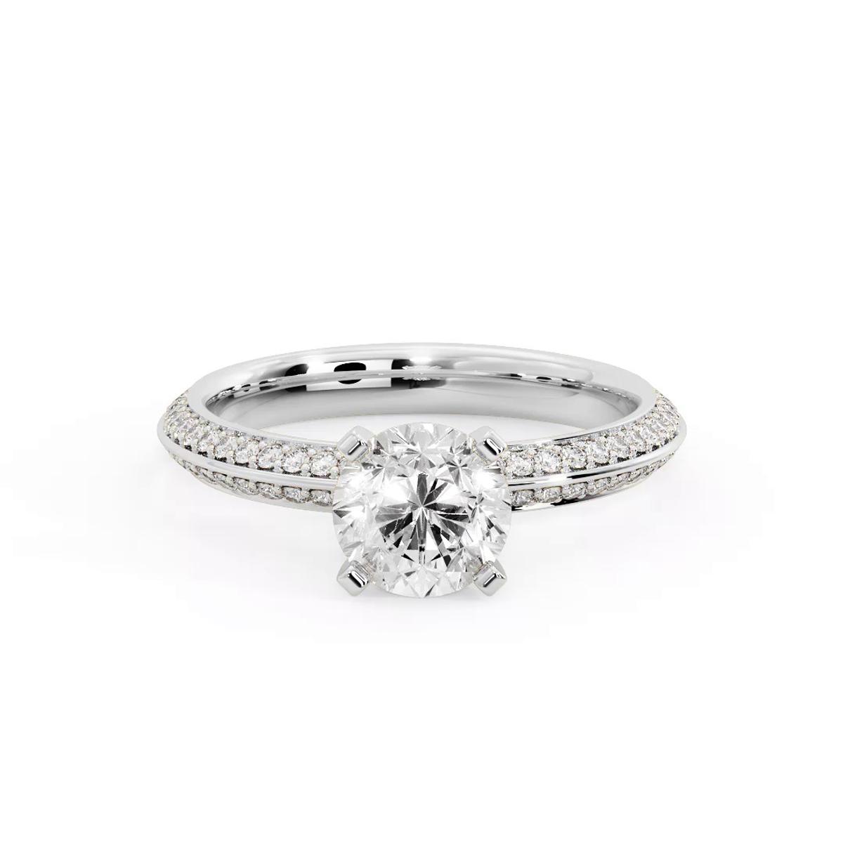 360 degree view of Raya Knife Edge Pave Engagement Ring