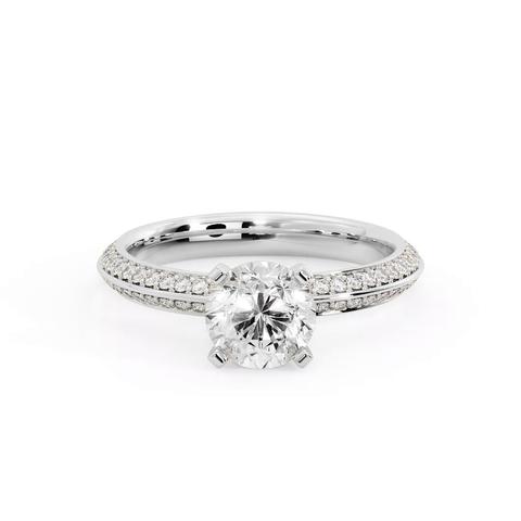 360 degree view of Raya Knife Edge Pave Engagement Ring