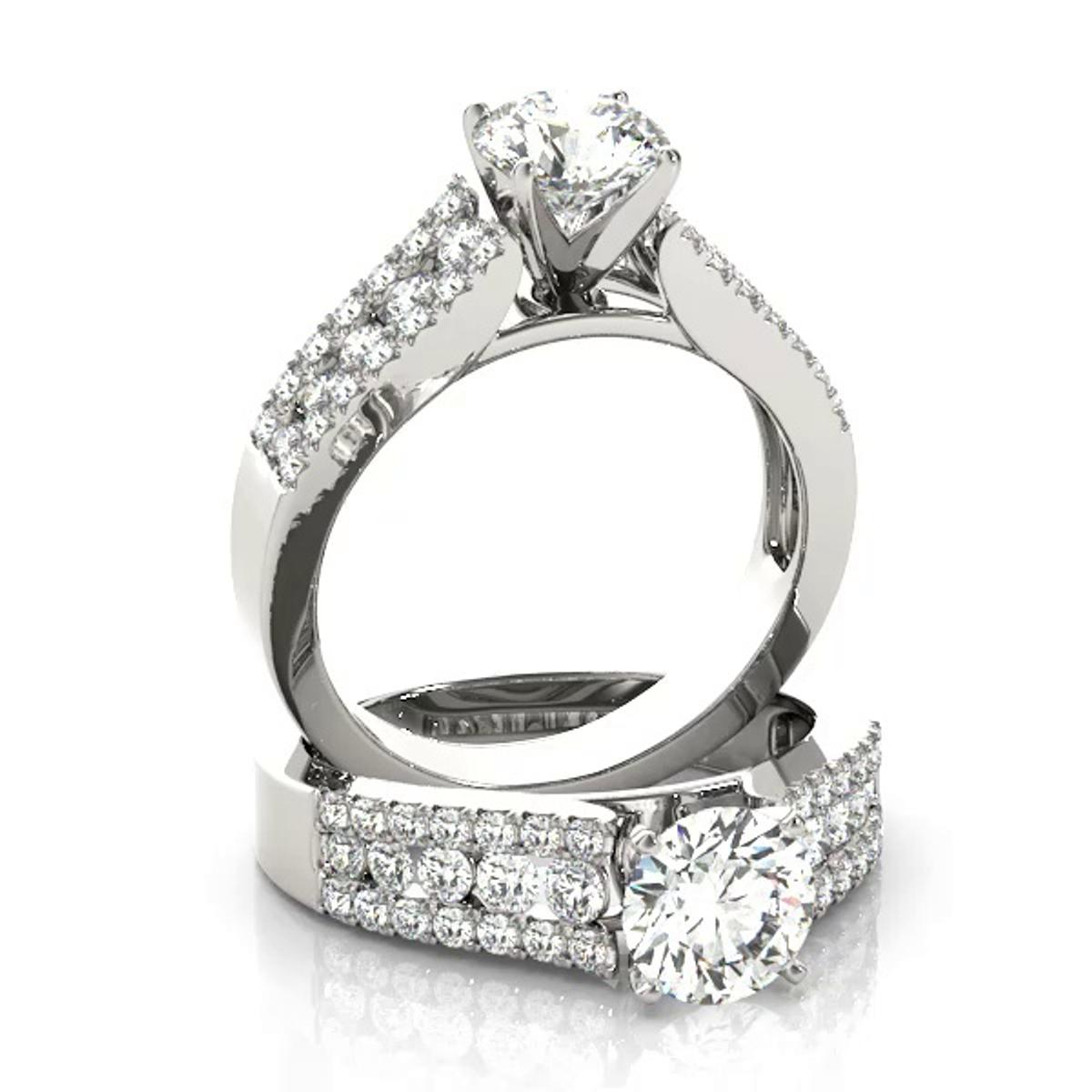 360 degree view of Eveline 3 Row Diamond Engagement Ring