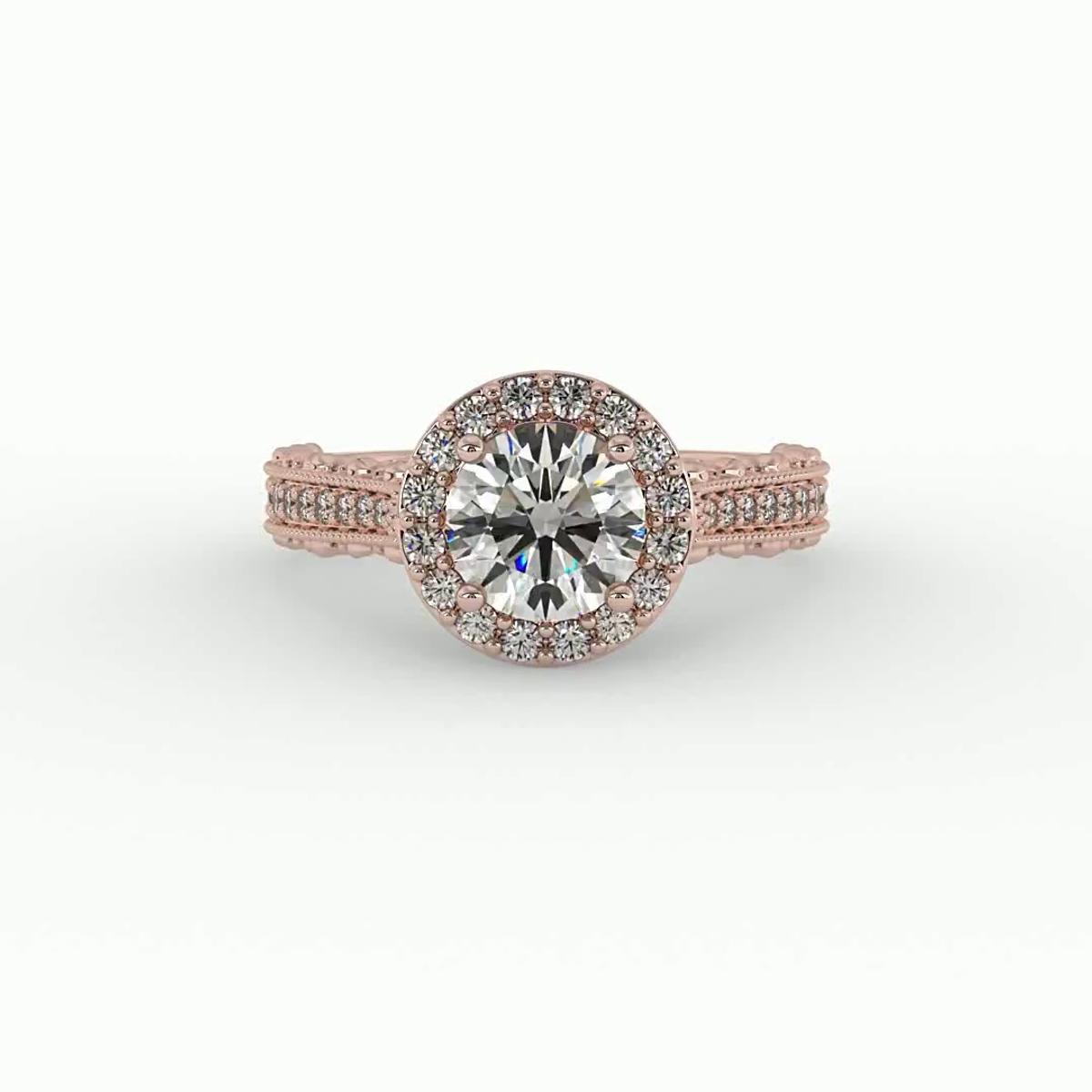 360 degree view of Madilyn Halo Engagement Ring