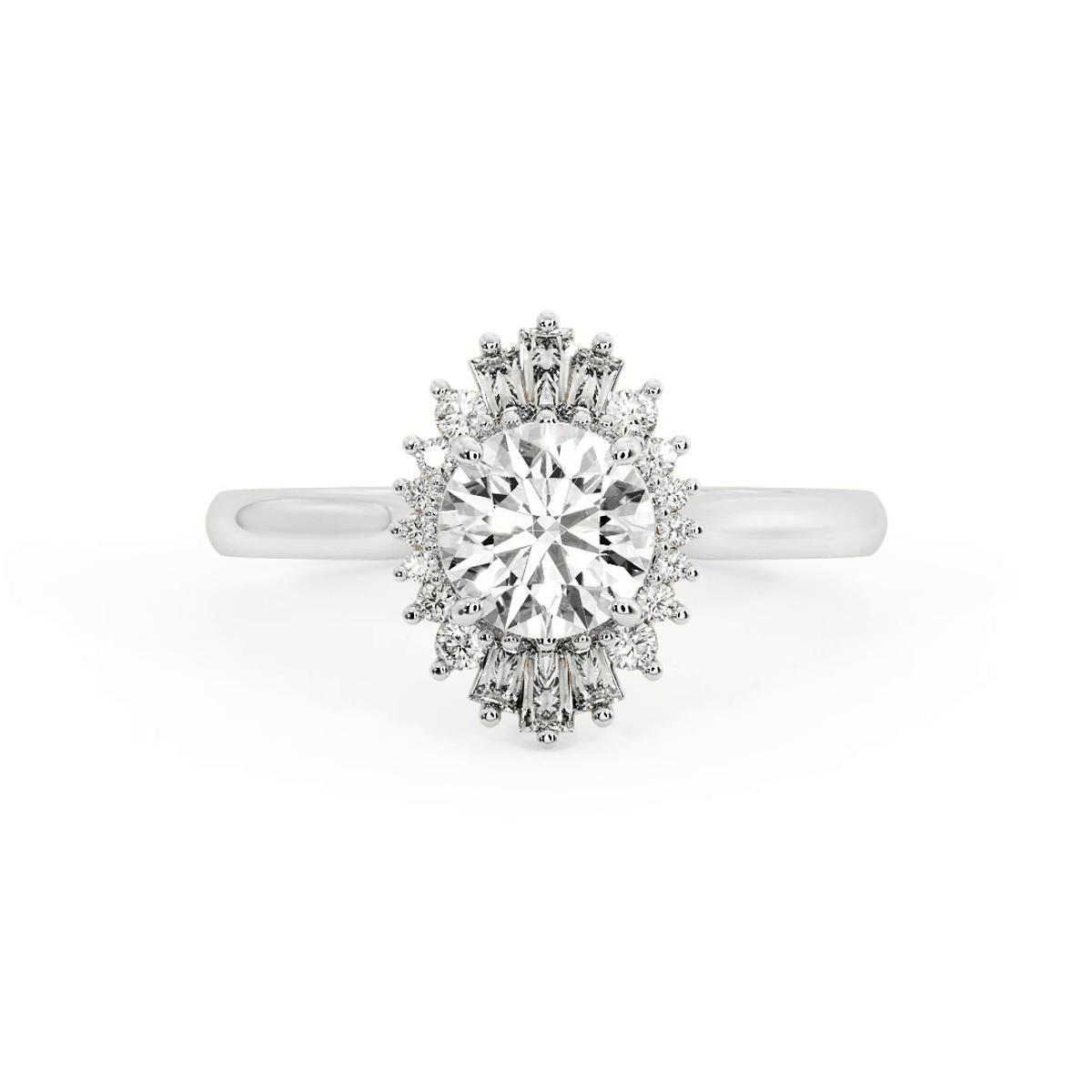 360 degree view of Kaia Ballerina Halo Engagement Ring