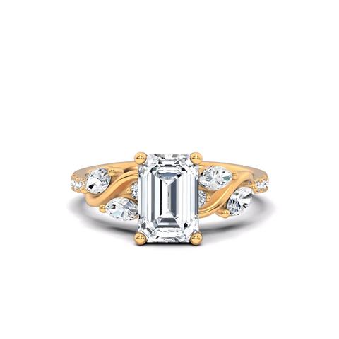 Hayden Curved Vine Diamond Engagement Ring - 14K Yellow Gold