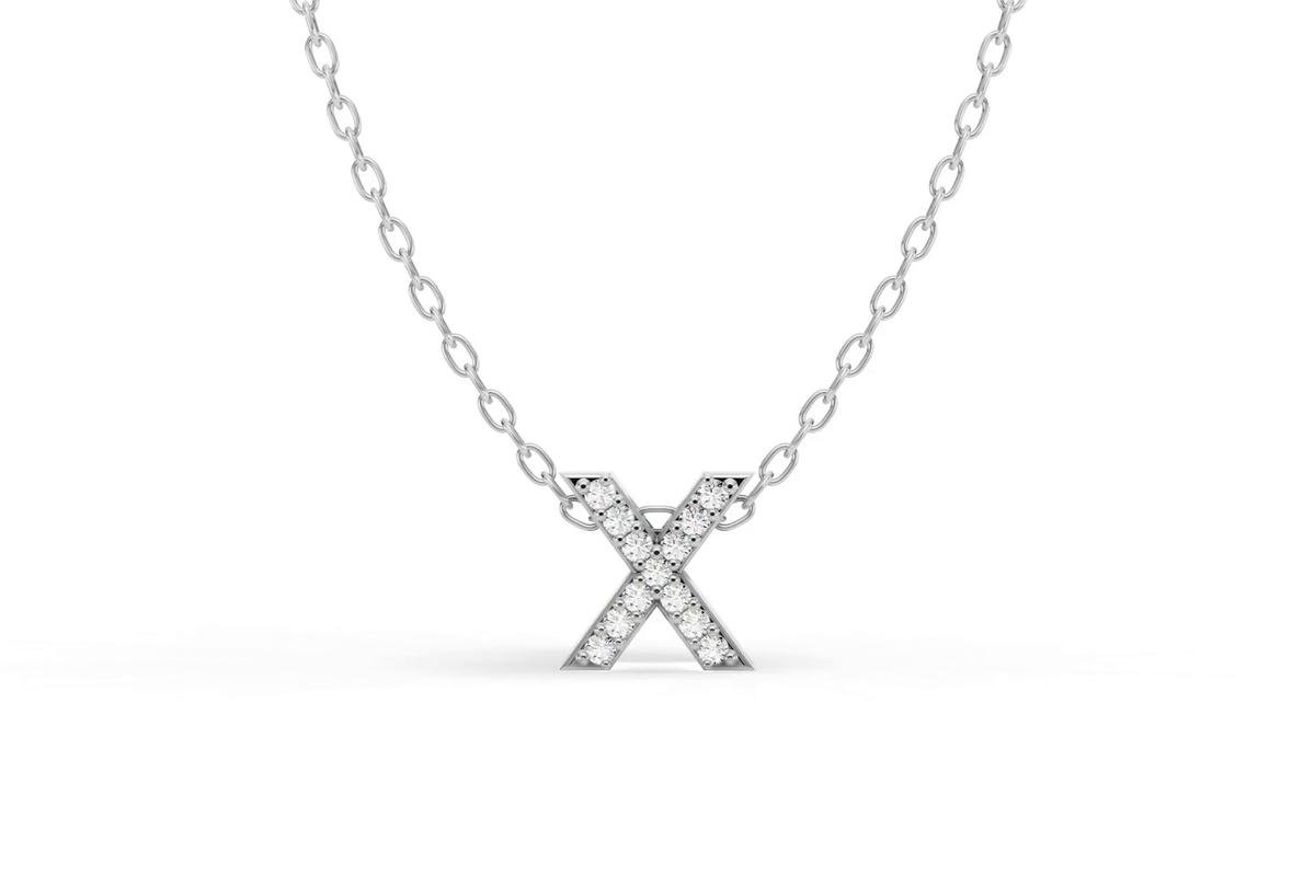 360 degree view of Petite Diamond Initial Necklace – X