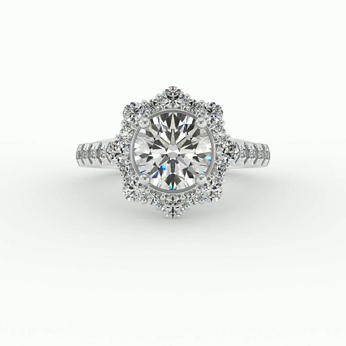 360 degree view of Angelina Halo Engagement Ring