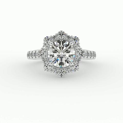 360 degree view of Angelina Halo Engagement Ring