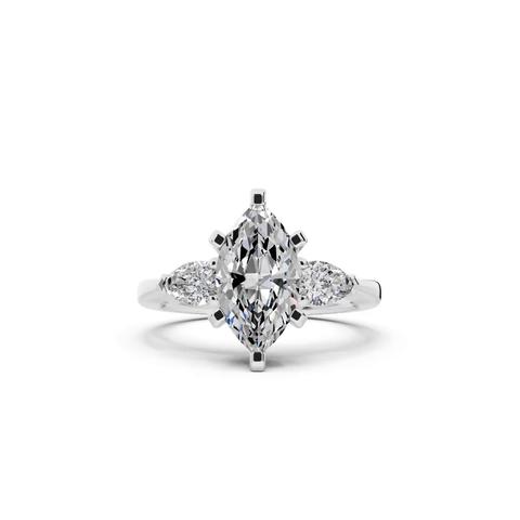 360 degree view of Madison Three-Stone Lab Pear Engagement Ring