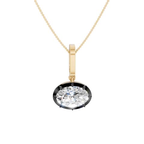 360 degree view of Black Bezel Oval Lab Diamond Pendant (1.50 ct. tw.)