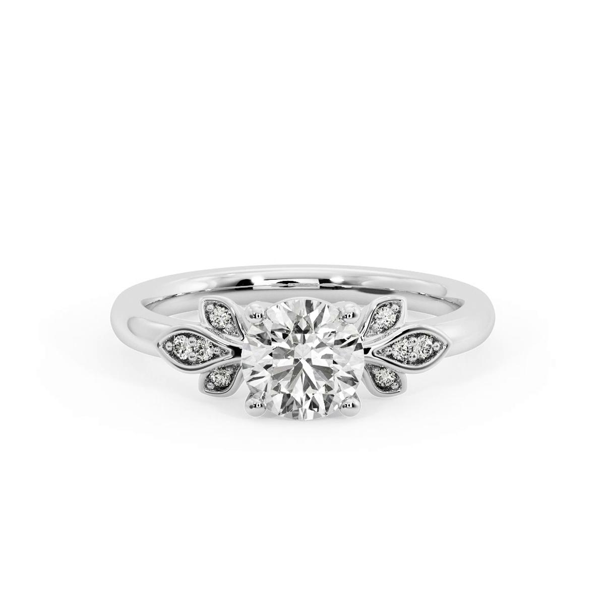 360 degree view of Abby Pavé Leaf Engagement Ring