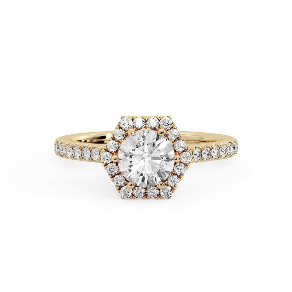 360 degree view of Lily Hexagon Frame Halo Engagement Ring
