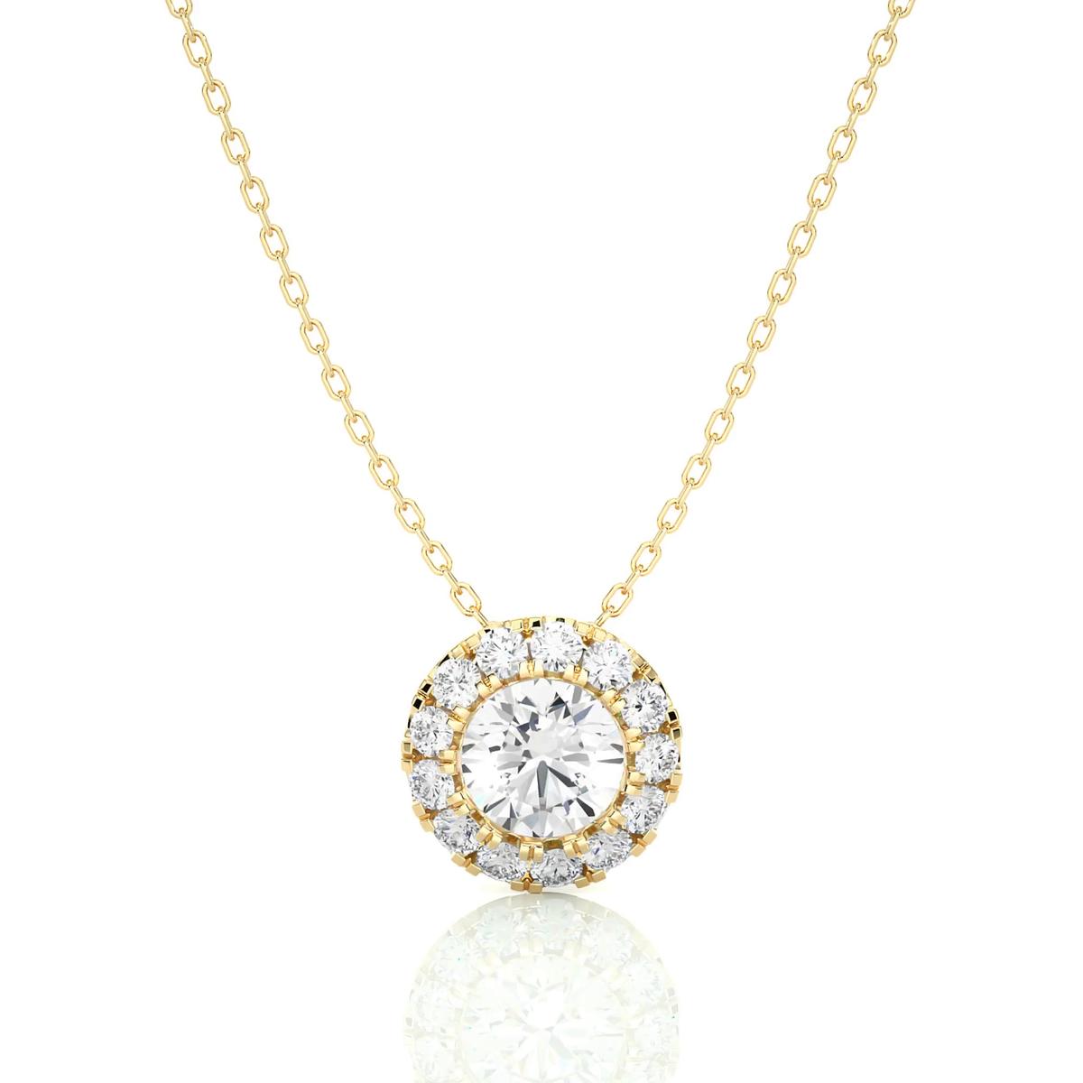360 degree view of Round Lab Diamond Halo Necklace