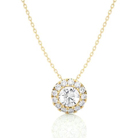360 degree view of Round Lab Diamond Halo Necklace