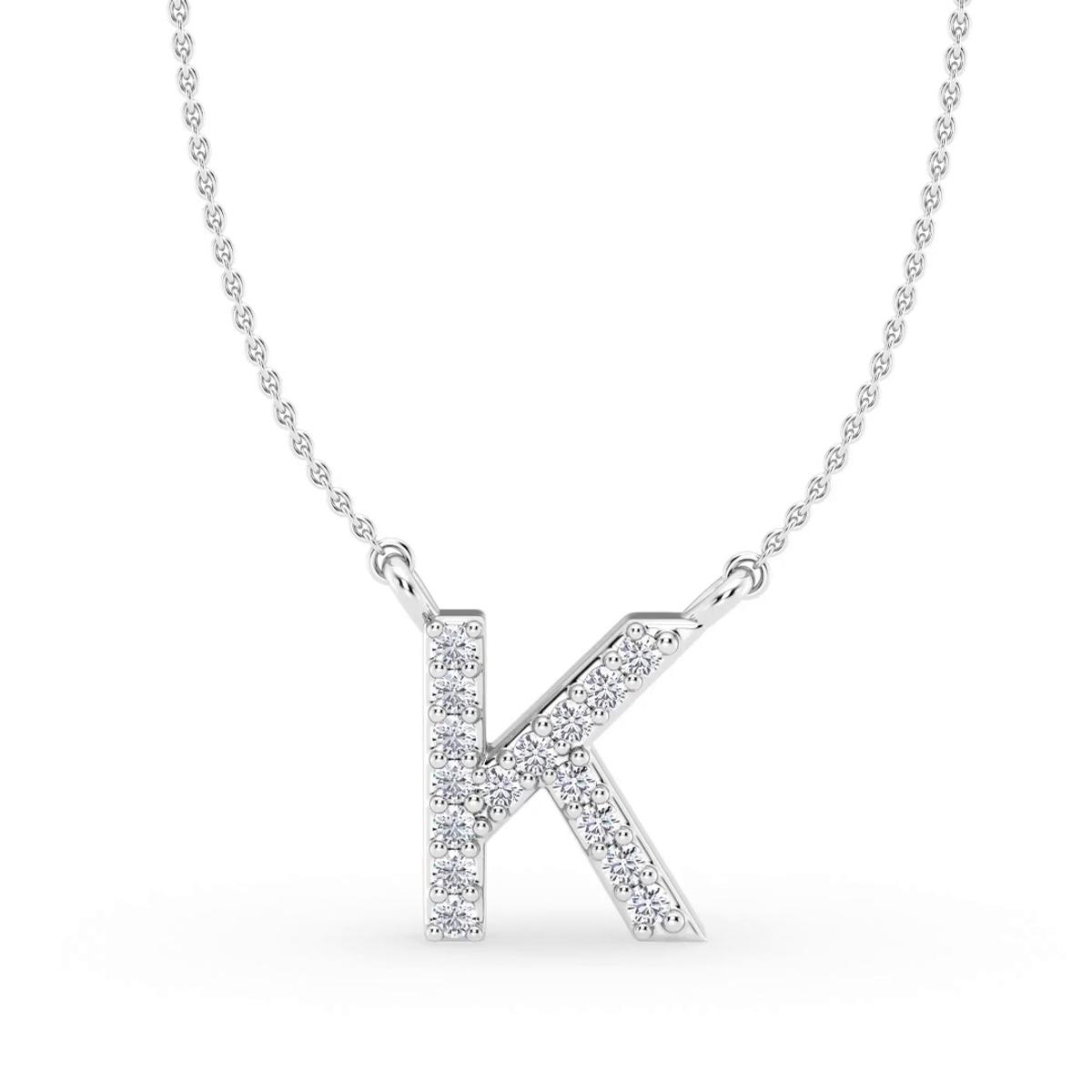 360 degree view of Diamond Initial Necklace – K