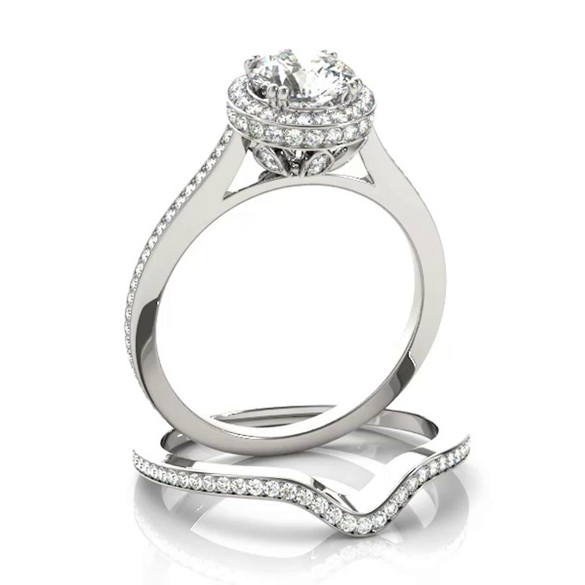 360 degree view of Rylee Halo Engagement Ring