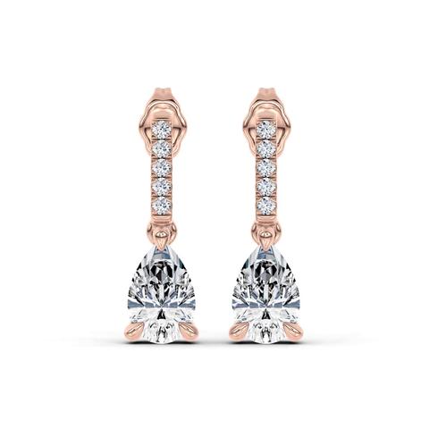 360 degree view of Pear Lab Diamond Link Drop Earrings (1 ct.tw.)