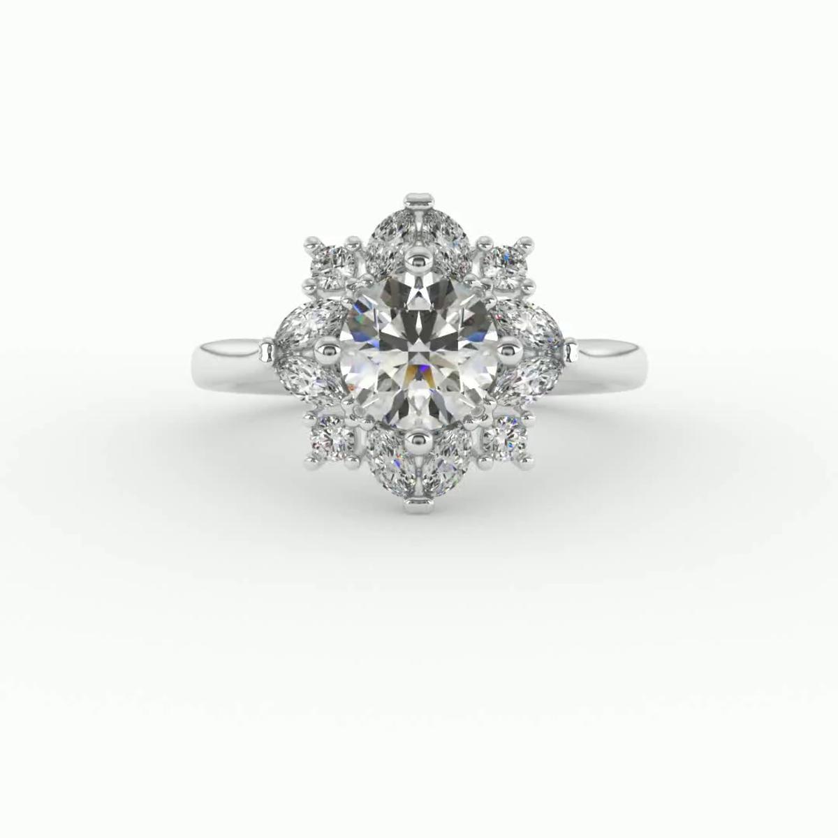 360 degree view of Samantha Marquise Halo Engagement Ring