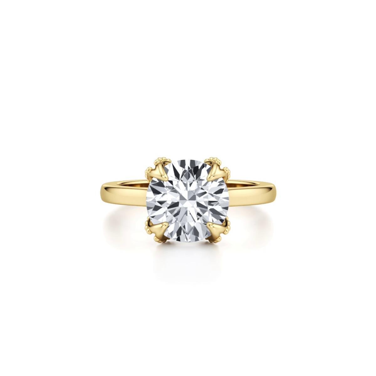 360 degree view of Perla Beaded Tulip Solitaire Engagement Ring
