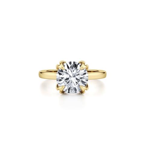 360 degree view of Perla Beaded Tulip Solitaire Engagement Ring