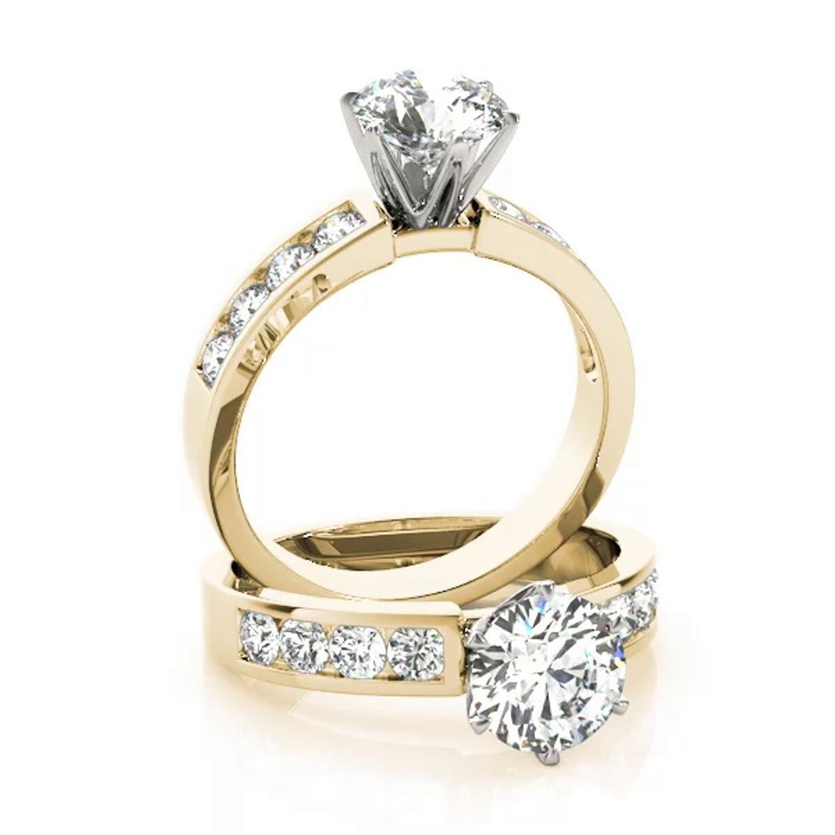 360 degree view of Anabella Classic 6 Prong Channel Diamond Engagement Ring