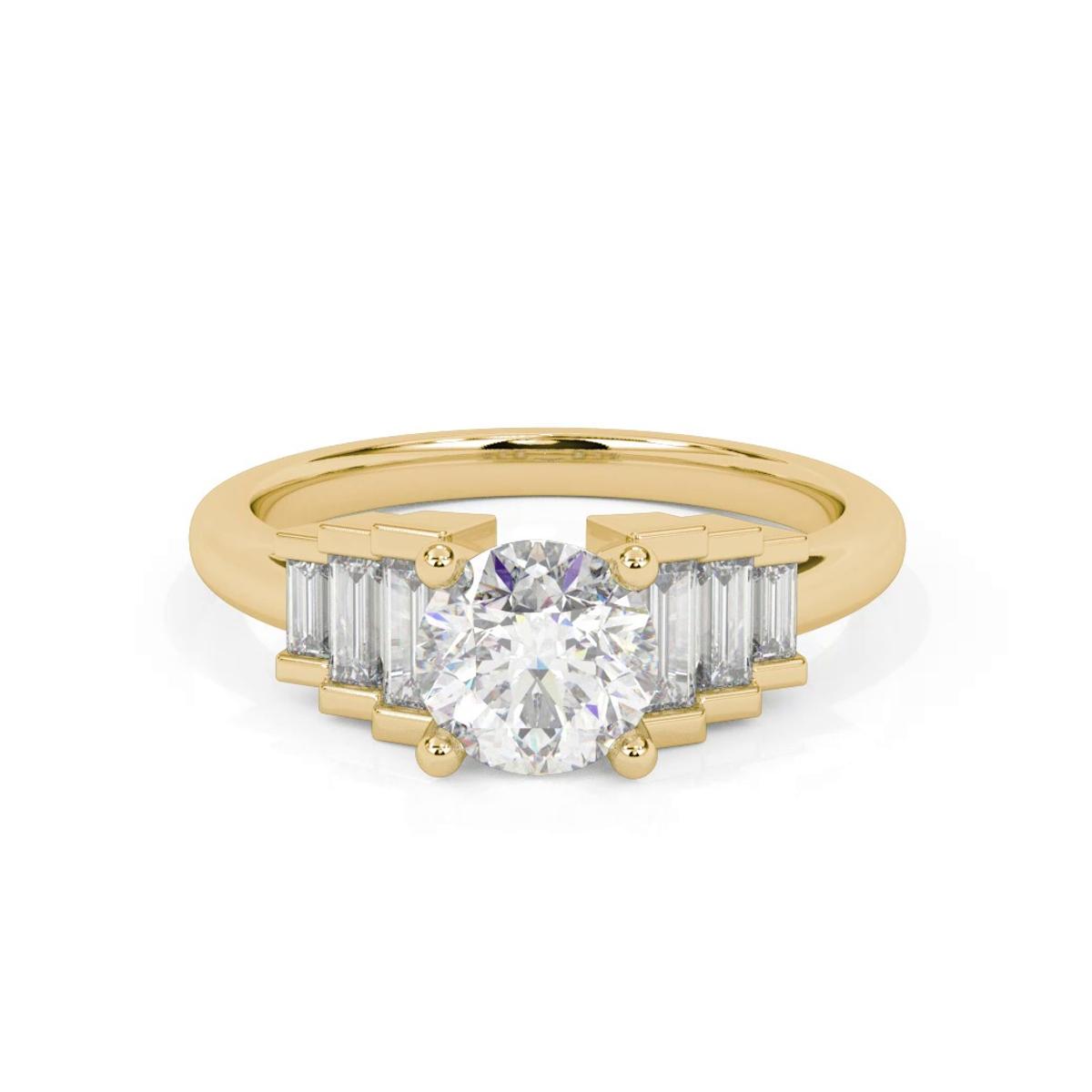 360 degree view of Noa Baguette Diamond Engagement Ring