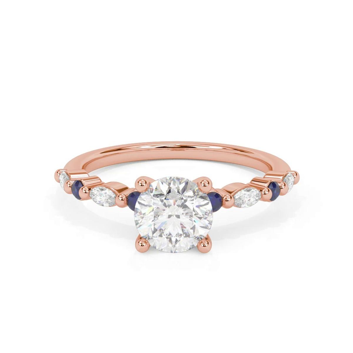 360 degree view of Alanna Sapphire Accent Engagement Ring