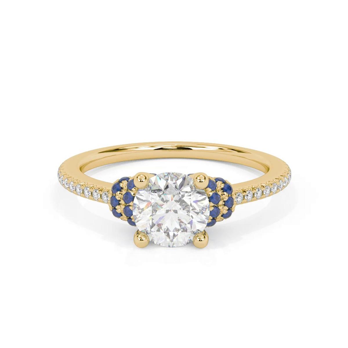 360 degree view of Persephone Sapphire Accent Engagement Ring