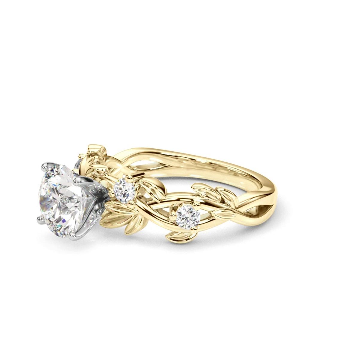360 degree view of Flamenco Twisted Vine And Leaf Lab Engagement Ring
