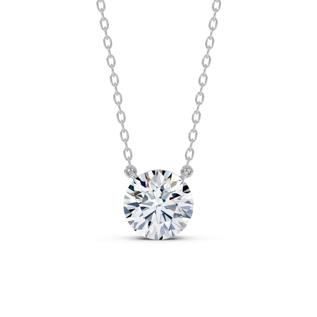 360 degree view of Invisible-Set Round Lab Diamond Necklace (1.00 ct. tw.)