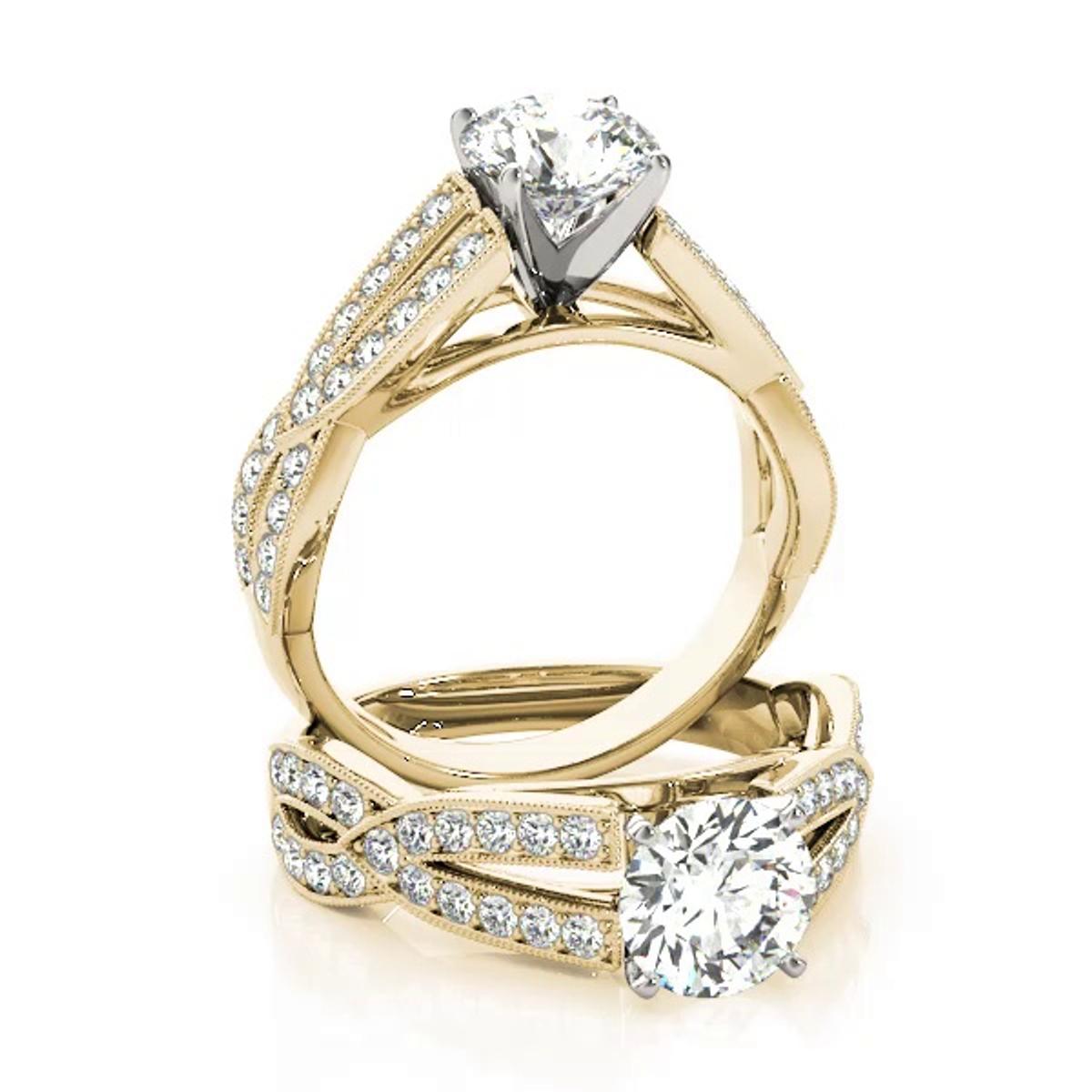 360 degree view of Allie Vintage Inspired 2 Row Diamond Engagement Ring