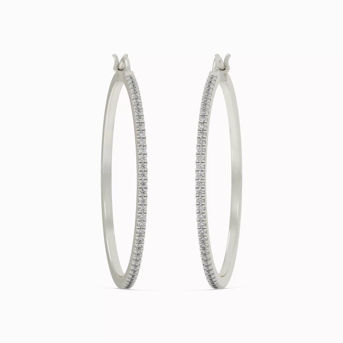 360 degree view of Pavé Lab Diamond Silver Hoops (.50 ct. tw.)
