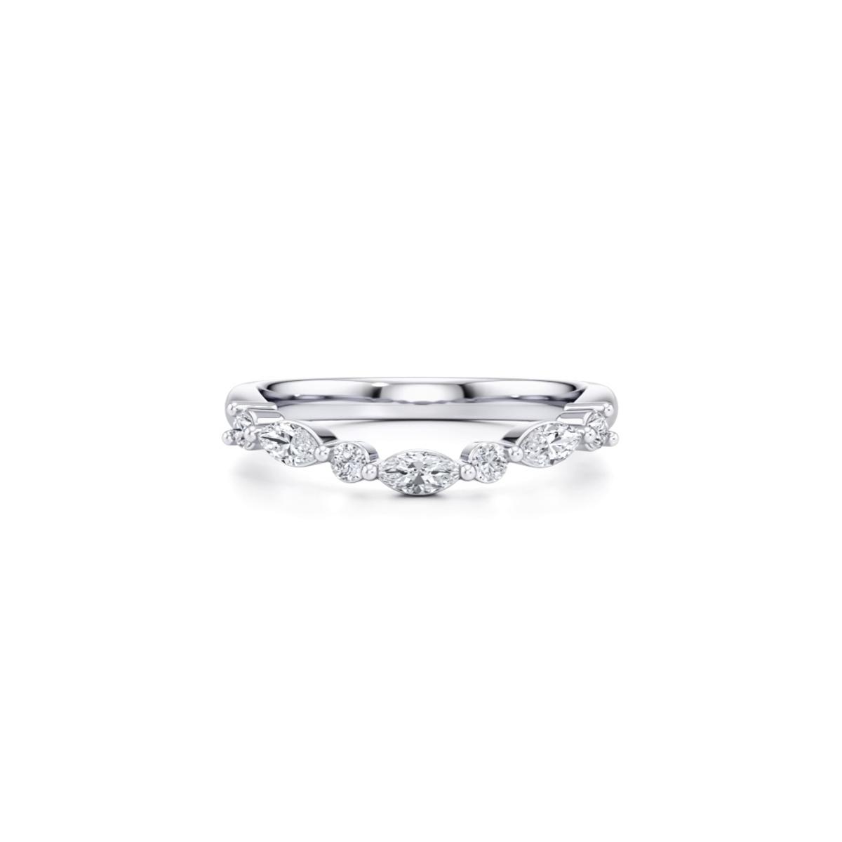 360 degree view of Neria Mixed-Shape Lab Diamond Curved Band