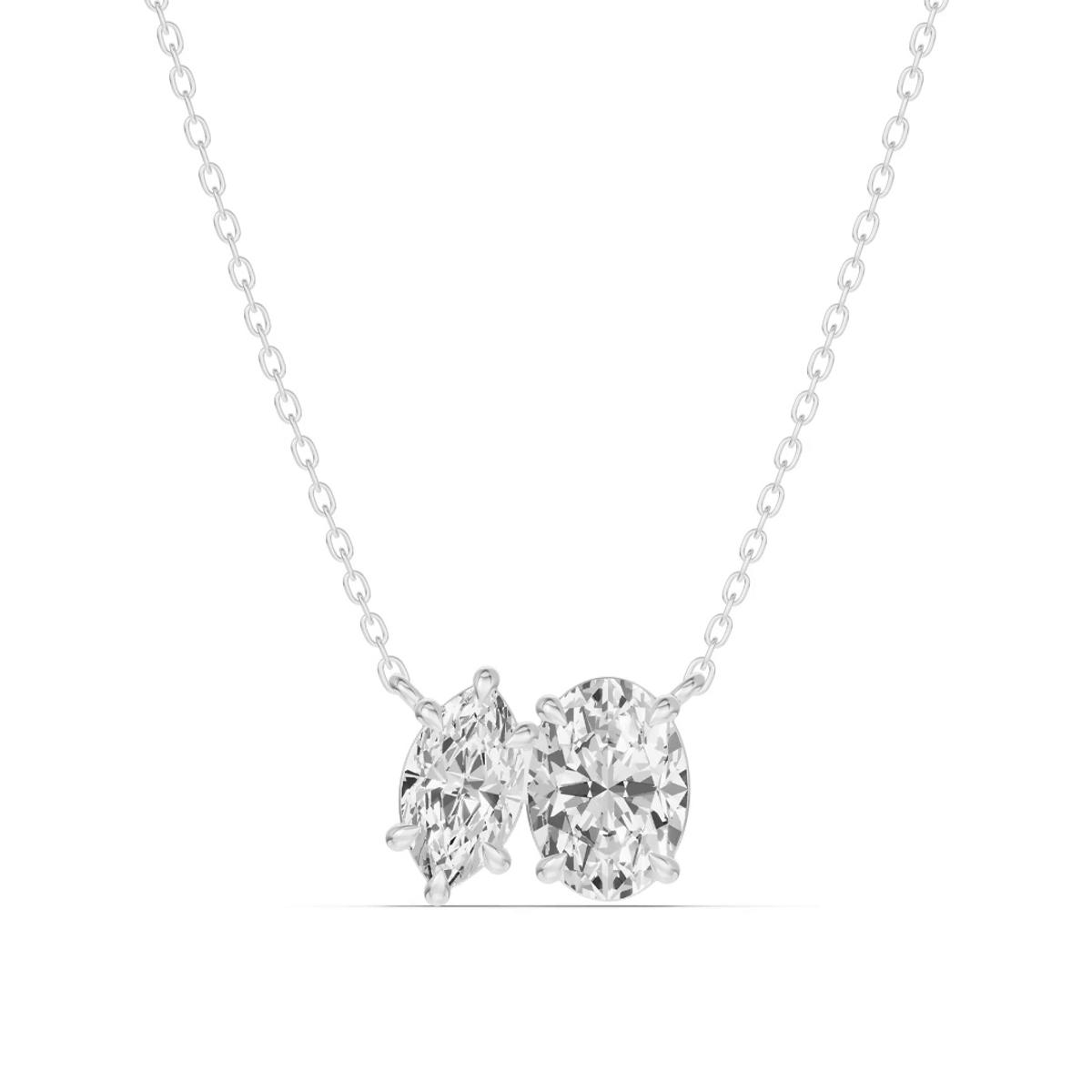 360 degree view of Toi et Moi Marquise and Oval Lab Diamond Necklace (1.50 ct. tw.)