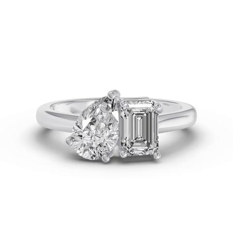 360 degree view of Toi Et Moi Pear & Emerald-Cut Lab Diamond Ring (2.00 ct. tw.)