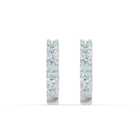360 degree view of Sky Blue Topaz Huggie Earrings