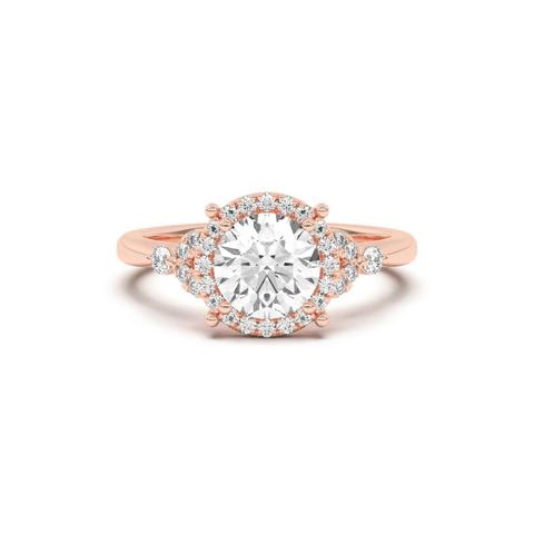 360 degree view of Portia Halo Petal Accent Engagement Ring