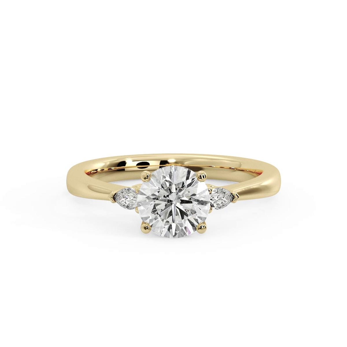 360 degree view of Mira Pear Diamond Three-Stone Engagement Ring