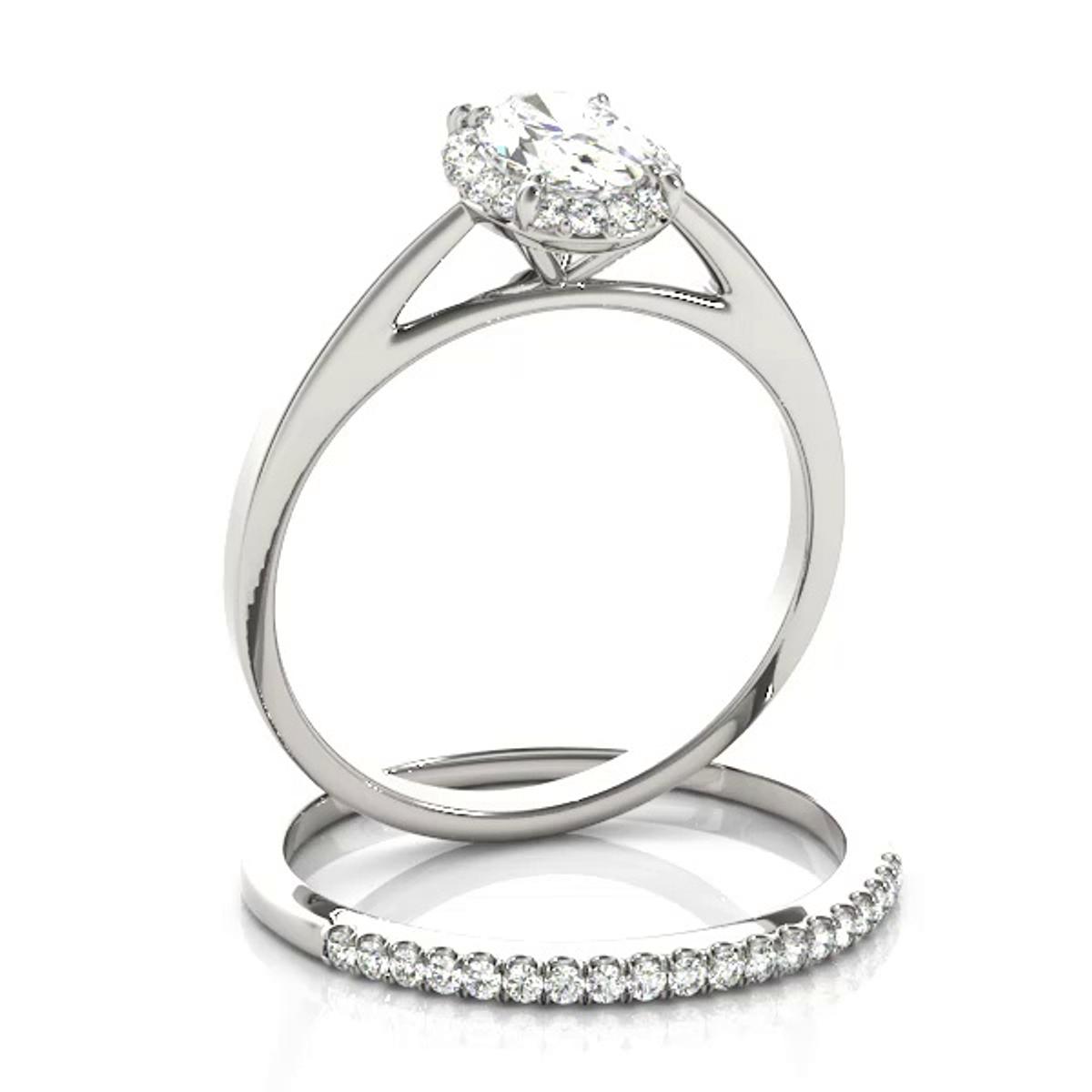 360 degree view of Zoey Halo Engagement Ring