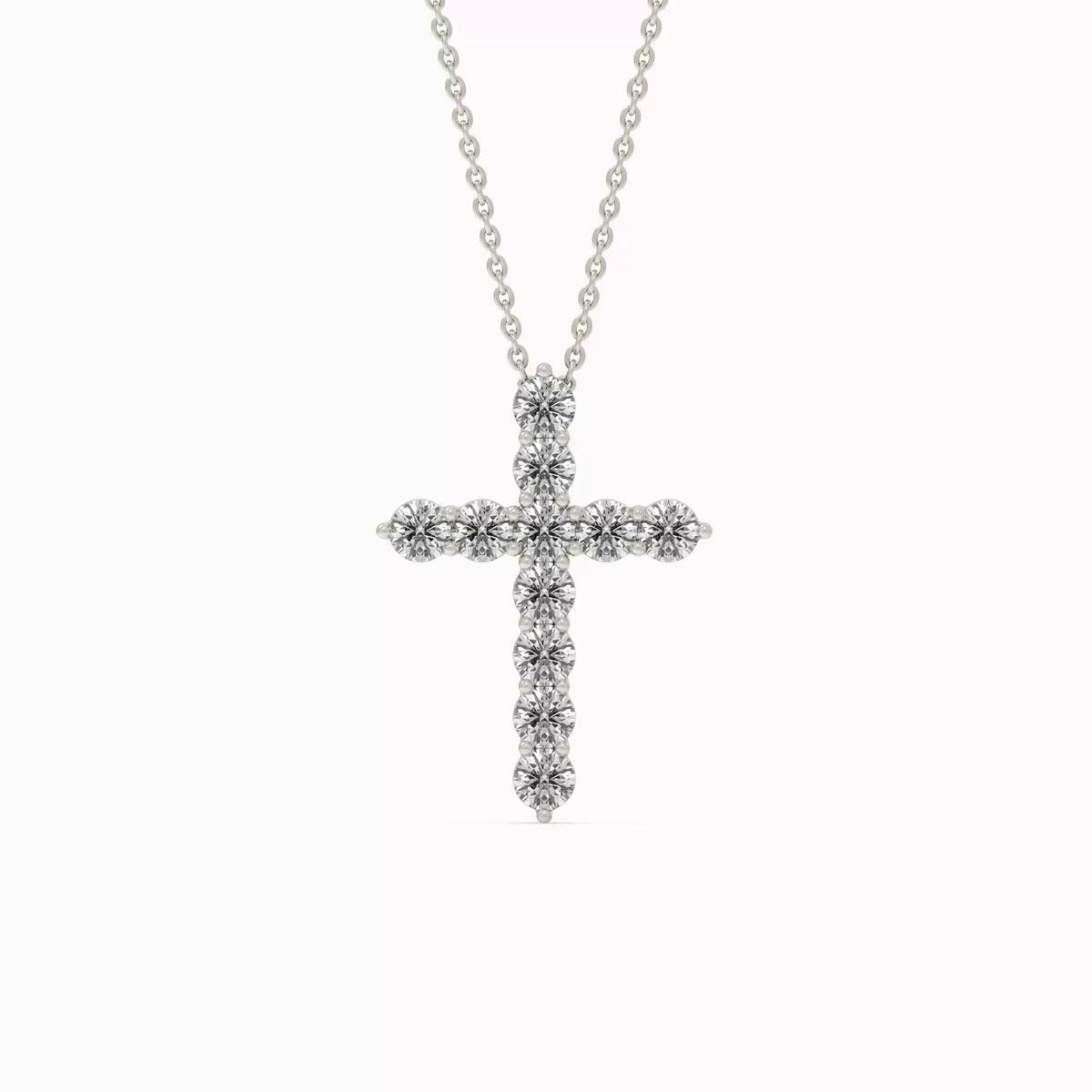 360 degree view of Cross Lab Diamond Silver Necklace (1.00 ct. tw.)
