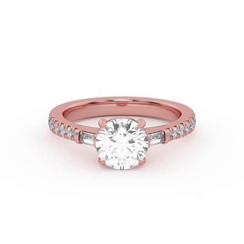 360 degree view of Francesca Round And Baguette Cathedral Engagement Ring