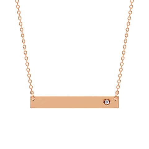 360 degree view of Engravable Heart Diamond Bar Necklace