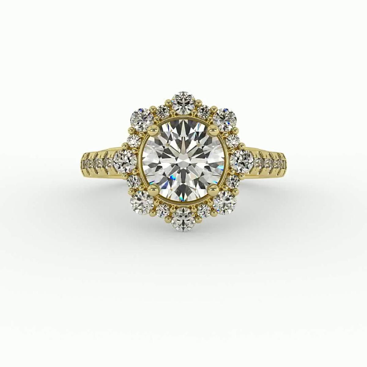 360 degree view of Angelina Halo Engagement Ring