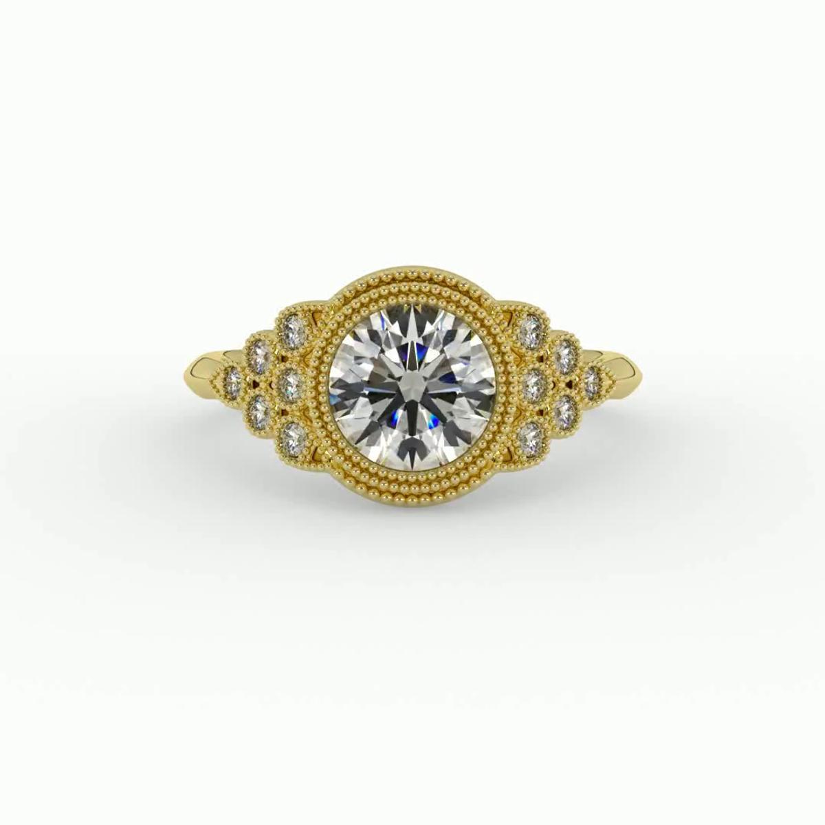 360 degree view of Serenity Accented Milgrain Engagement Ring