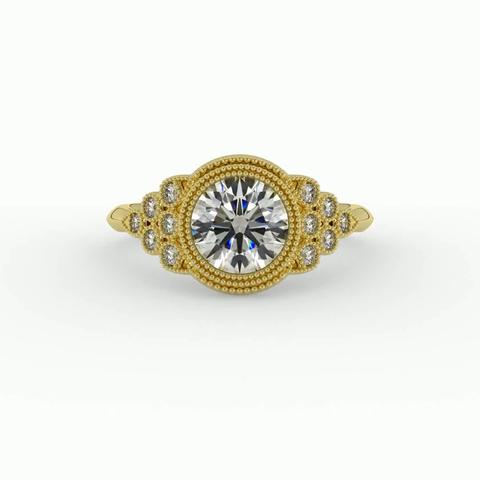 360 degree view of Serenity Accented Milgrain Engagement Ring