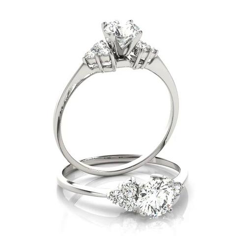 Twila Cluster Diamond Engagement Ring - 14K White Gold